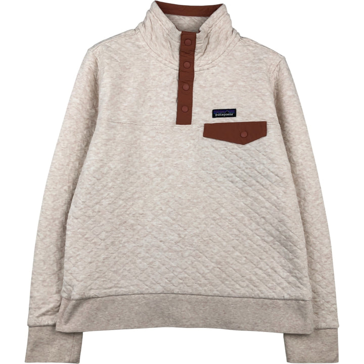 Patagonia Organic Cotton Diamond Quilt Half-Snap Sweatshirt, Women's Size Small cotton Beige type Vintage Second Hand