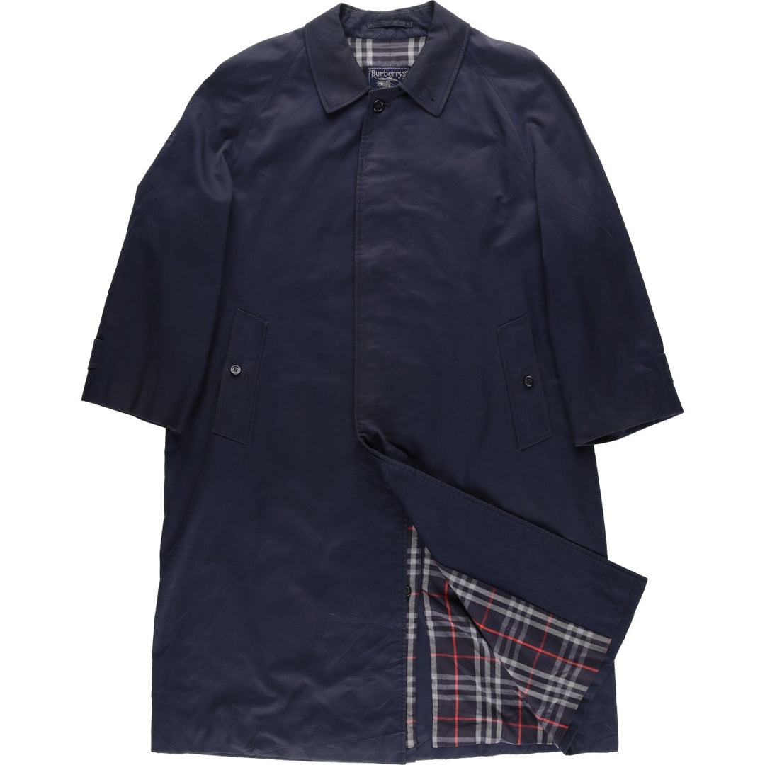 Burberry's Balmacaan Coat, Made in England, Men's XL Size cotton navy blue type Vintage Second Hand