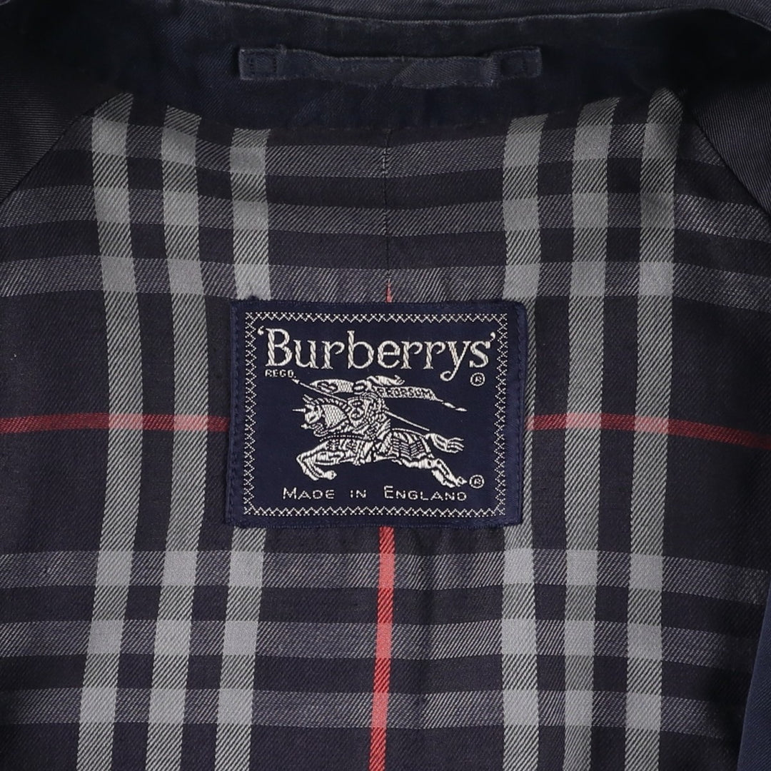 Burberry's Balmacaan Coat, Made in England, Men's XL Size cotton navy blue type Vintage Second Hand