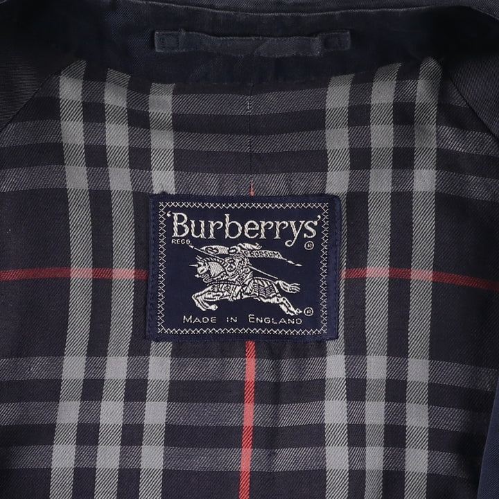 Burberry's Balmacaan Coat, Made in England, Men's XL Size cotton navy blue type Vintage Second Hand