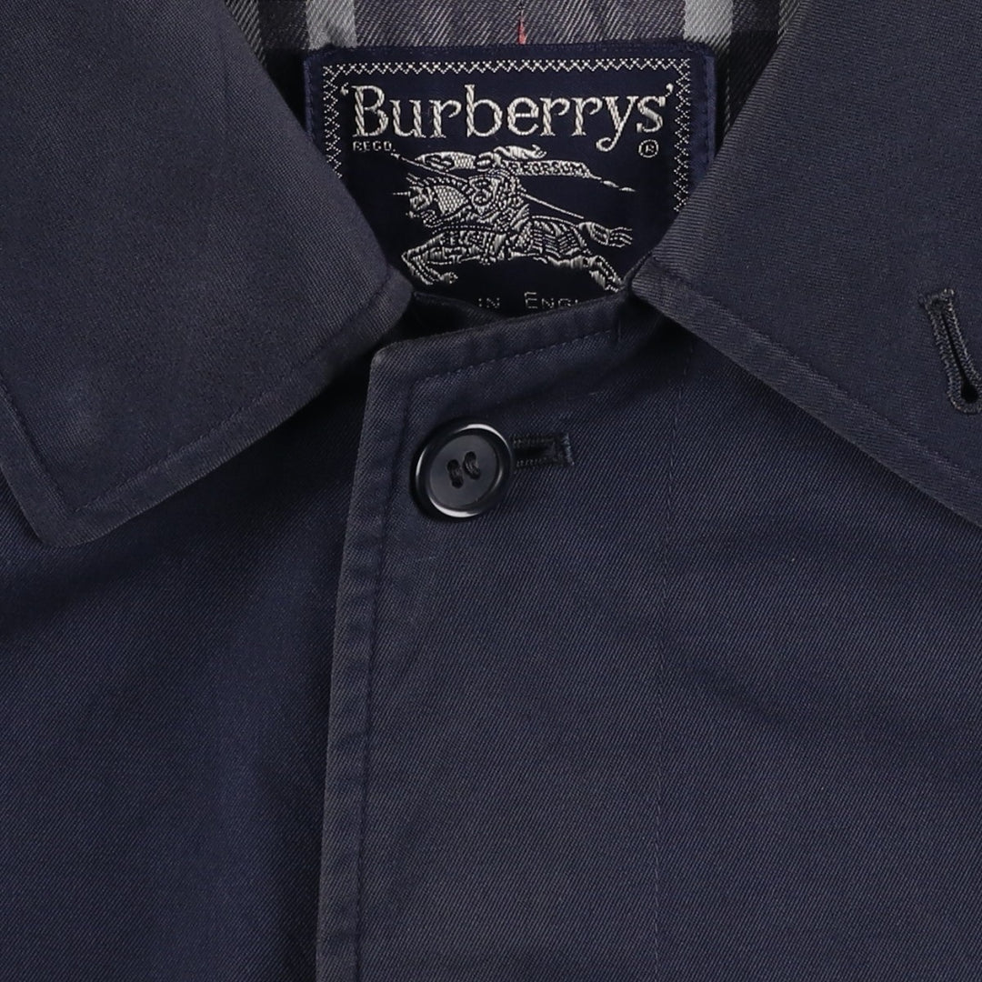 Burberry's Balmacaan Coat, Made in England, Men's XL Size cotton navy blue type Vintage Second Hand