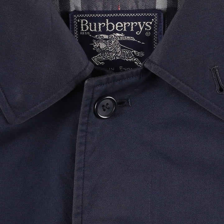 Burberry's Balmacaan Coat, Made in England, Men's XL Size cotton navy blue type Vintage Second Hand