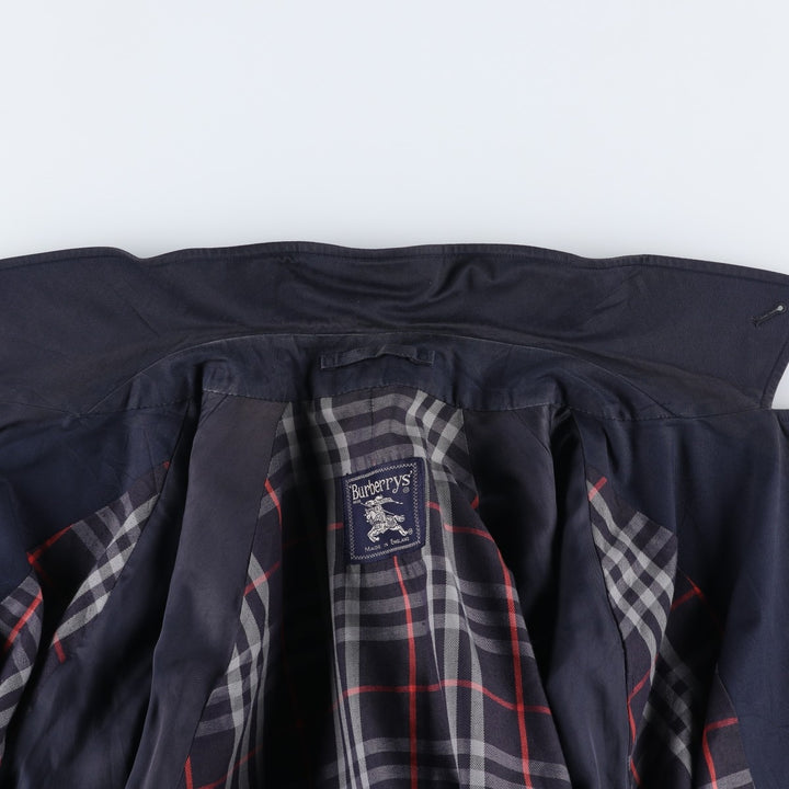 Burberry's Balmacaan Coat, Made in England, Men's XL Size cotton navy blue type Vintage Second Hand