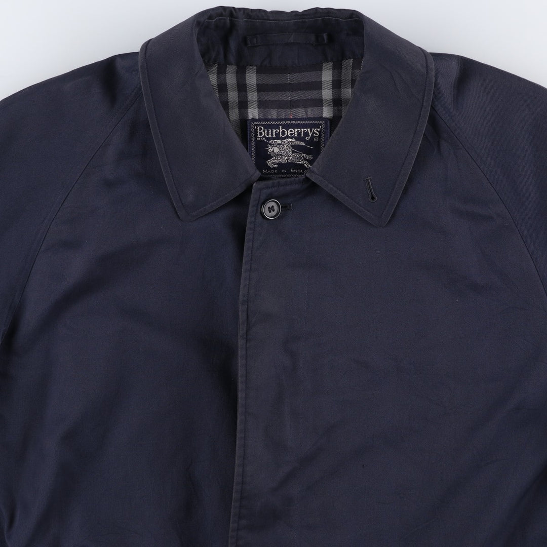Burberry's Balmacaan Coat, Made in England, Men's XL Size cotton navy blue type Vintage Second Hand