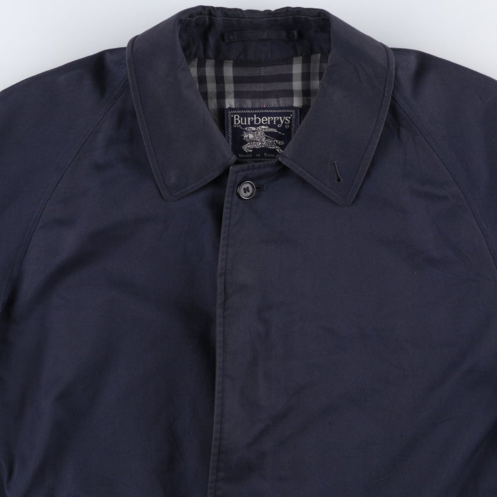 Burberry's Balmacaan Coat, Made in England, Men's XL Size cotton navy blue type Vintage Second Hand
