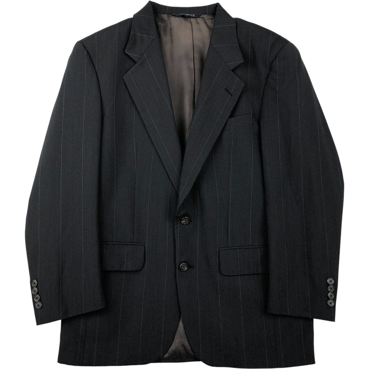 Burberry's Striped Wool Tailored Jacket, Made in USA, Men's Size Medium wool Charcoal Vintage Second Hand
