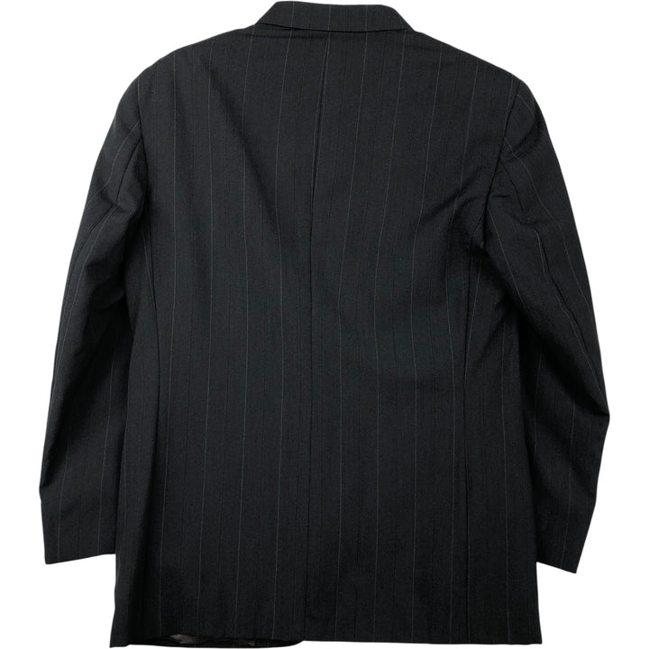 Burberry's Striped Wool Tailored Jacket, Made in USA, Men's Size Medium wool Charcoal Vintage Second Hand