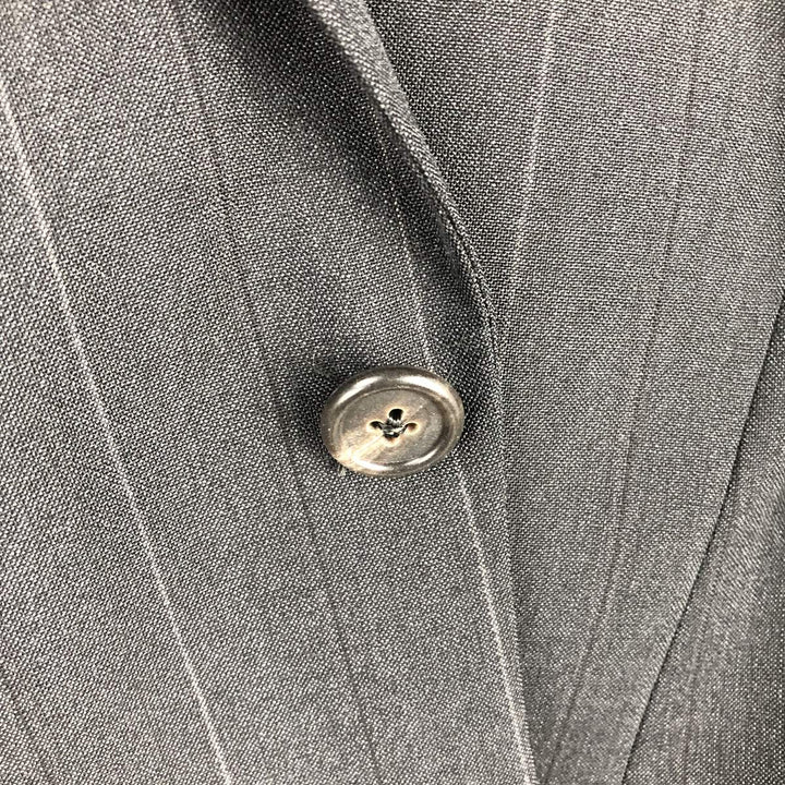 Burberry's Striped Wool Tailored Jacket, Made in USA, Men's Size Medium wool Charcoal Vintage Second Hand