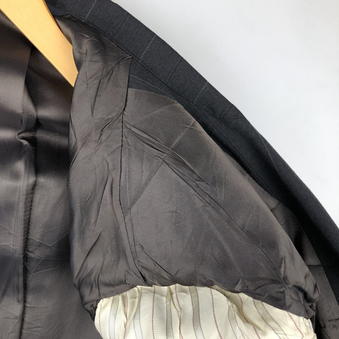 Burberry's Striped Wool Tailored Jacket, Made in USA, Men's Size Medium wool Charcoal Vintage Second Hand
