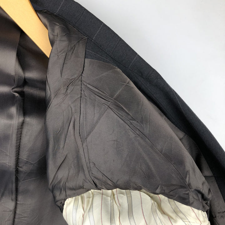 Burberry's Striped Wool Tailored Jacket, Made in USA, Men's Size Medium wool Charcoal Vintage Second Hand