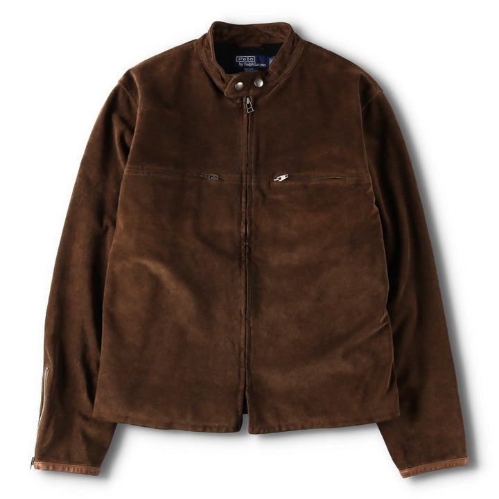 Ralph Lauren POLO by Ralph Lauren suede leather jacket, men's size M Genuine Leather Suede Leather brown type Vintage Second Hand