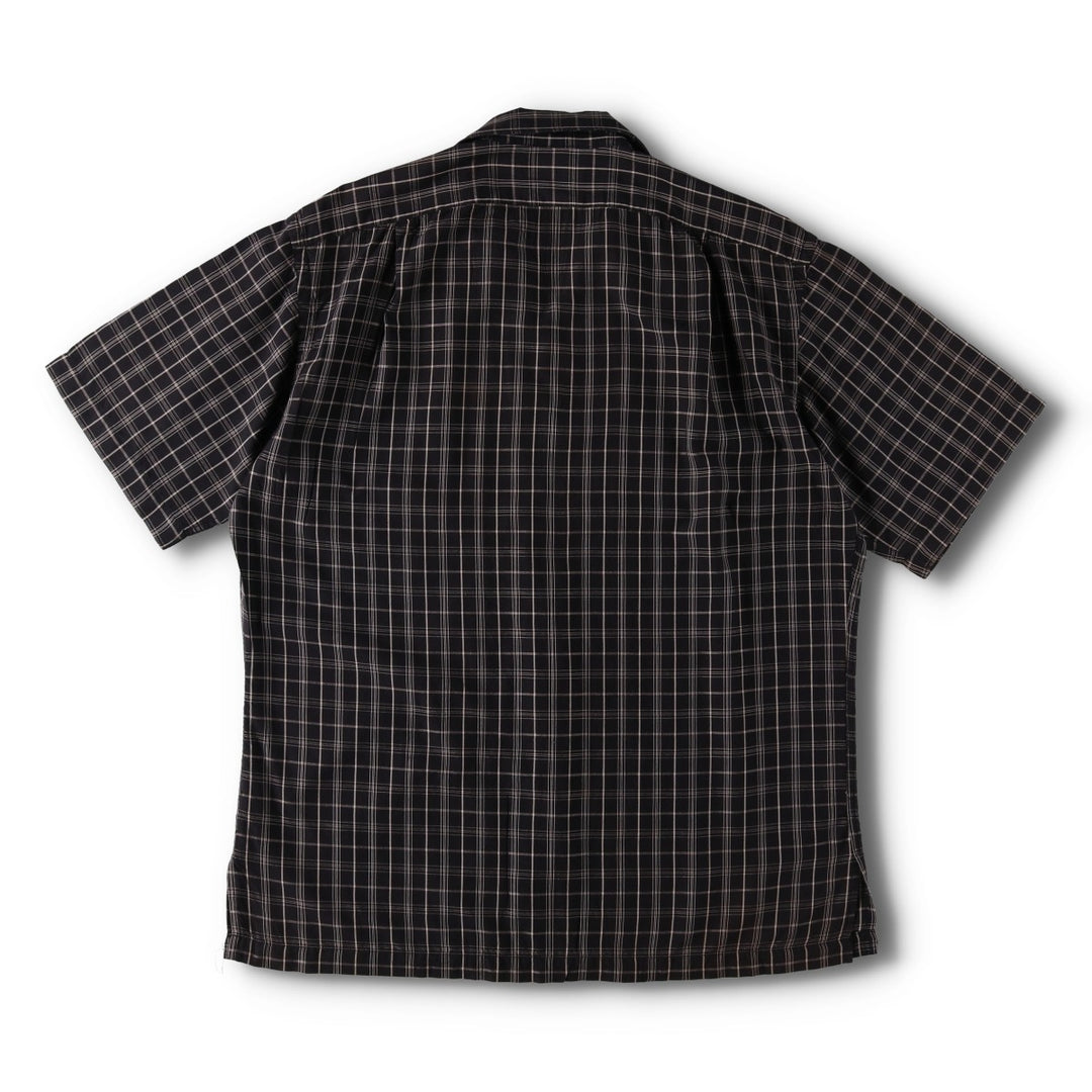 Ralph Lauren POLO by Ralph Lauren CLAYTON Check Pattern Short-Sleeve Open Collar Cotton Shirt (Men's Size M) cotton black type Vintage Second Hand