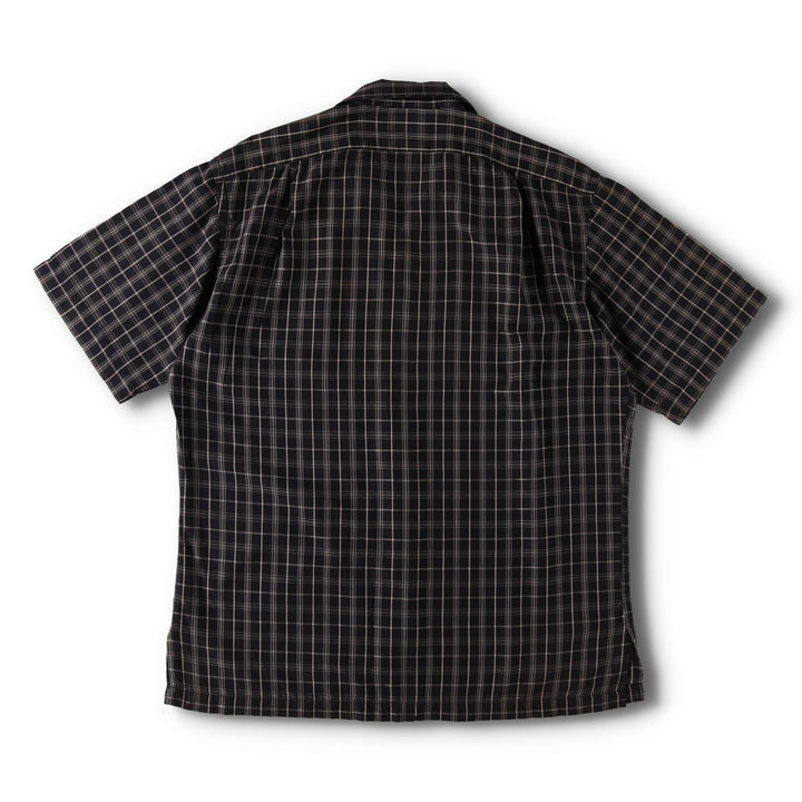 Ralph Lauren POLO by Ralph Lauren CLAYTON Check Pattern Short-Sleeve Open Collar Cotton Shirt (Men's Size M) cotton black type Vintage Second Hand