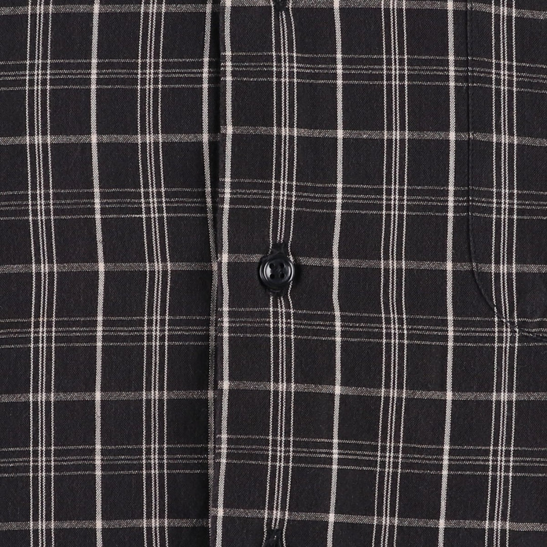 Ralph Lauren POLO by Ralph Lauren CLAYTON Check Pattern Short-Sleeve Open Collar Cotton Shirt (Men's Size M) cotton black type Vintage Second Hand