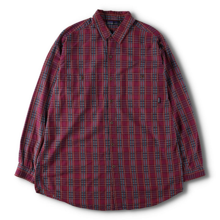 90'S Patagonia Pima Cotton Long-Sleeve Check Shirt (Men's XL equivalent) - Snow Tag (No Tag) cotton purple type Vintage Second Hand
