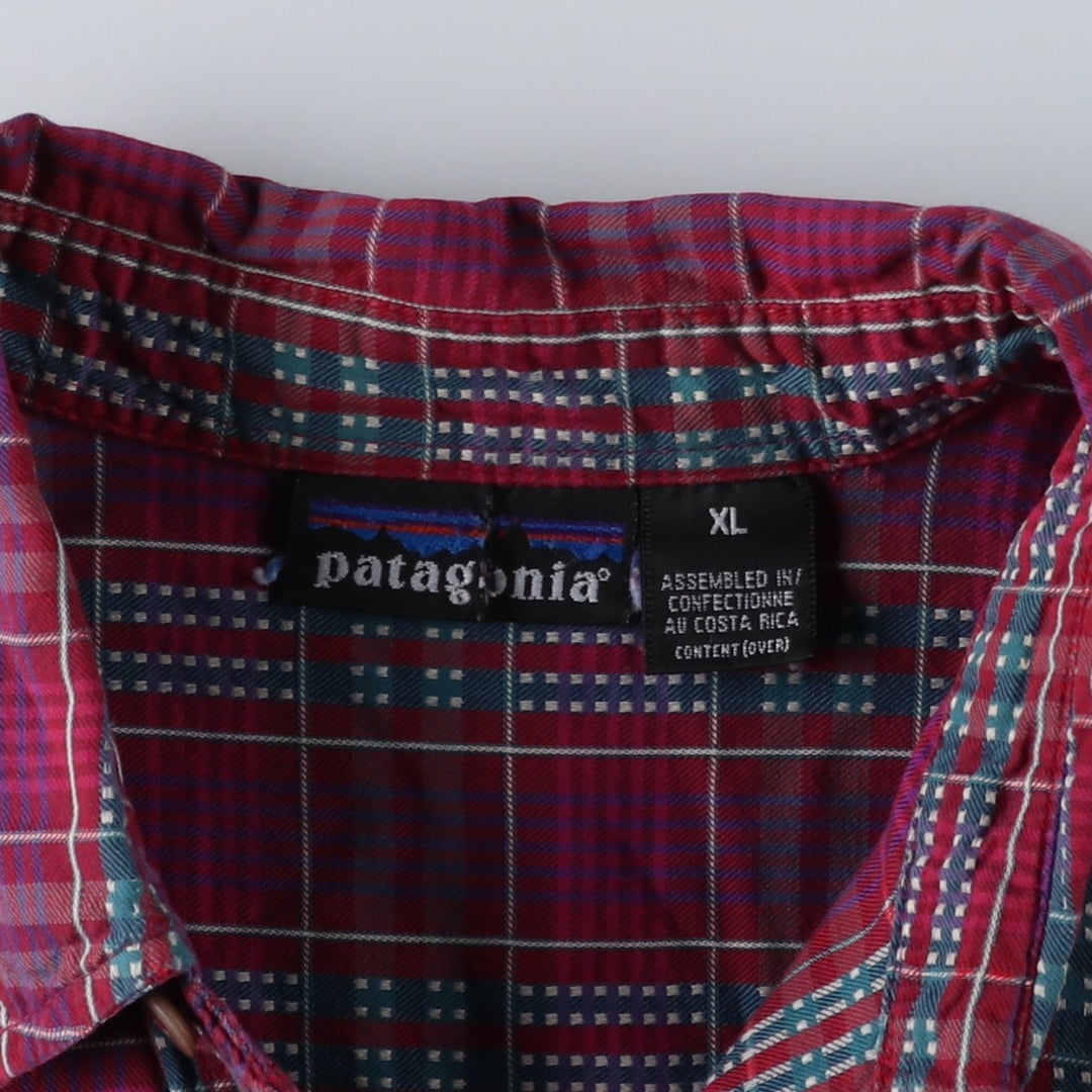 90'S Patagonia Pima Cotton Long-Sleeve Check Shirt (Men's XL equivalent) - Snow Tag (No Tag) cotton purple type Vintage Second Hand
