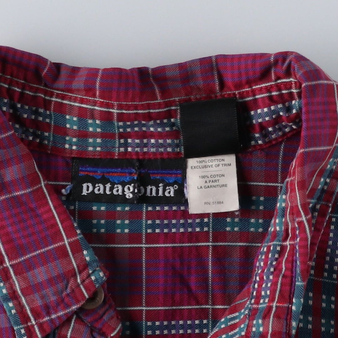 90'S Patagonia Pima Cotton Long-Sleeve Check Shirt (Men's XL equivalent) - Snow Tag (No Tag) cotton purple type Vintage Second Hand