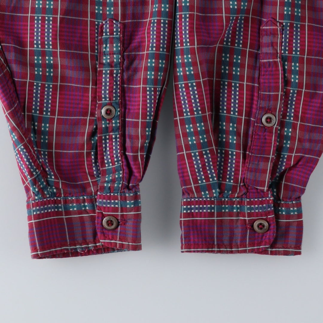 90'S Patagonia Pima Cotton Long-Sleeve Check Shirt (Men's XL equivalent) - Snow Tag (No Tag) cotton purple type Vintage Second Hand