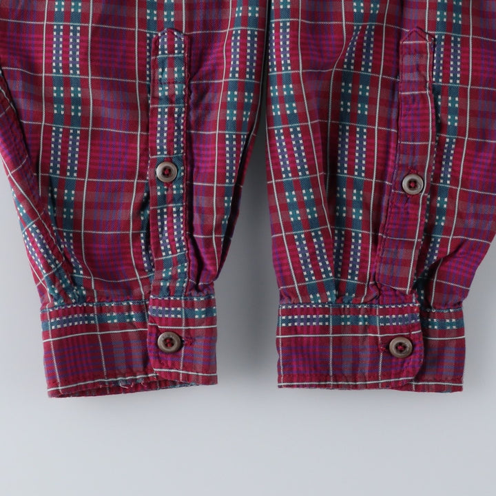 90'S Patagonia Pima Cotton Long-Sleeve Check Shirt (Men's XL equivalent) - Snow Tag (No Tag) cotton purple type Vintage Second Hand