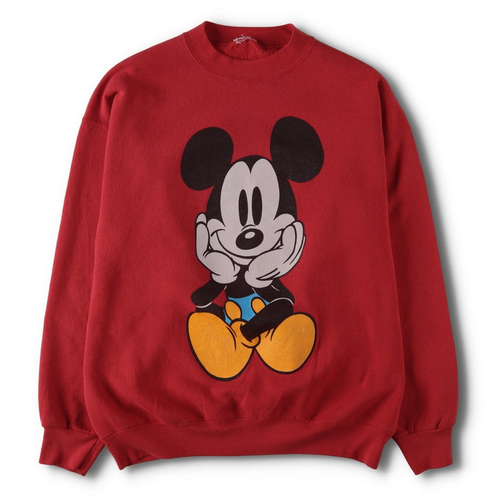 90s-00'S Mickey Mouse Sitting Mickey Character Sweatshirt, Men's Size L (Equivalent), Vintage unclear red type Vintage Second Hand
