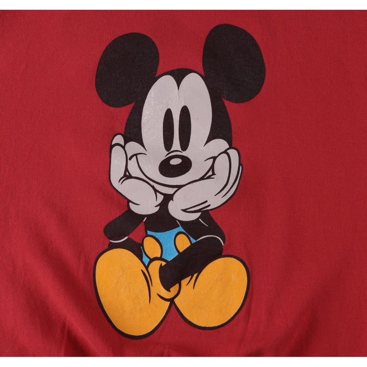 90s-00'S Mickey Mouse Sitting Mickey Character Sweatshirt, Men's Size L (Equivalent), Vintage unclear red type Vintage Second Hand