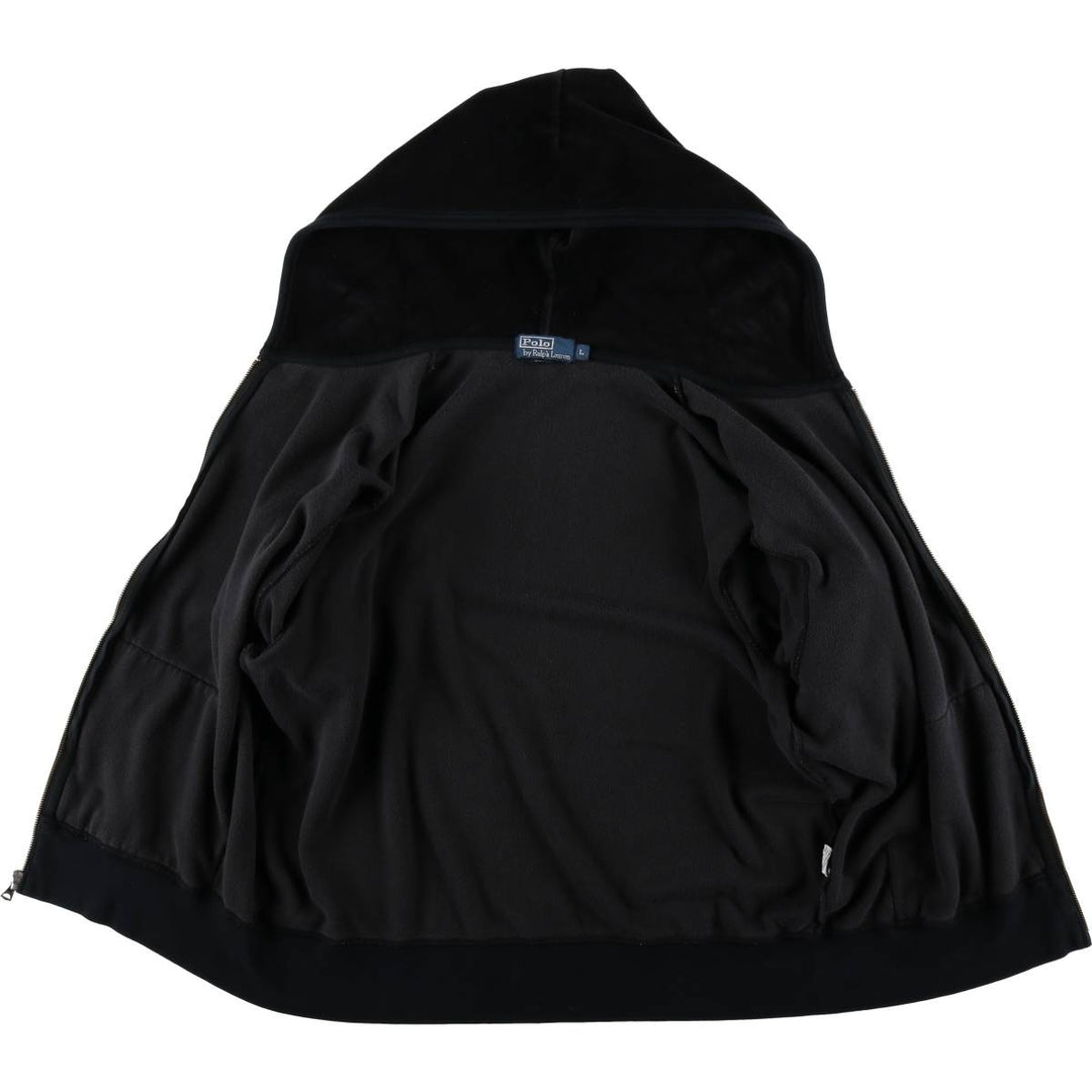 Ralph Lauren POLO by Ralph Lauren Velour Sweat Full-Zip Hoodie, Men's Size L (approx.) cotton black type Vintage Second Hand