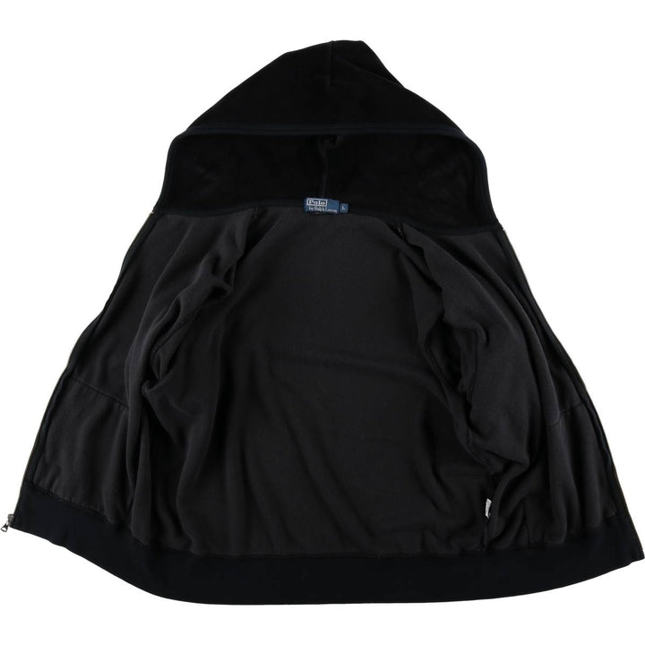 Ralph Lauren POLO by Ralph Lauren Velour Sweat Full-Zip Hoodie, Men's Size L (approx.) cotton black type Vintage Second Hand