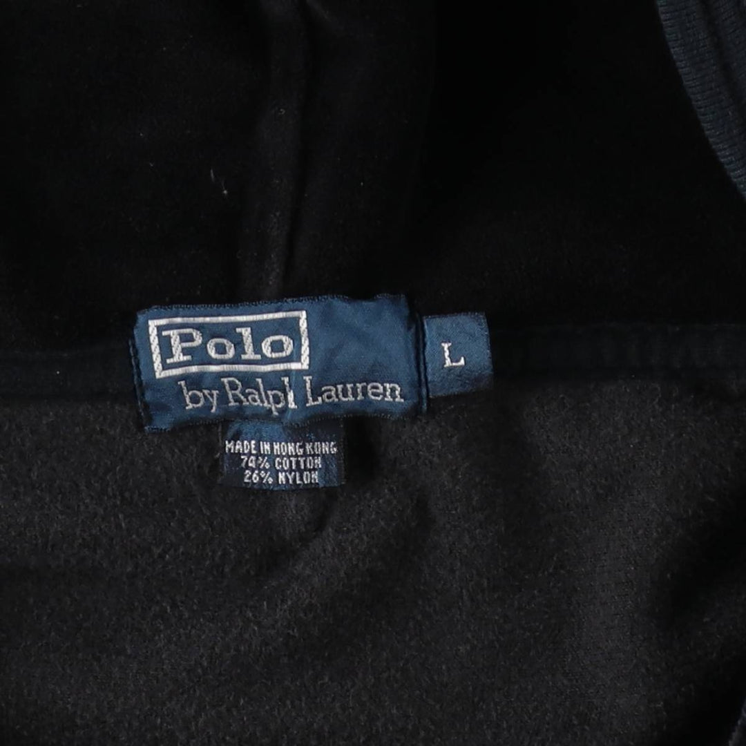 Ralph Lauren POLO by Ralph Lauren Velour Sweat Full-Zip Hoodie, Men's Size L (approx.) cotton black type Vintage Second Hand