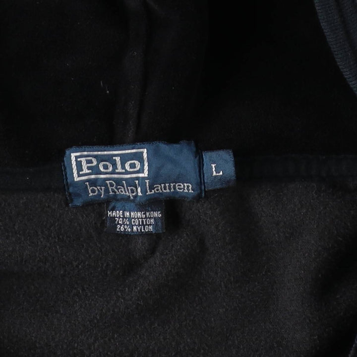 Ralph Lauren POLO by Ralph Lauren Velour Sweat Full-Zip Hoodie, Men's Size L (approx.) cotton black type Vintage Second Hand