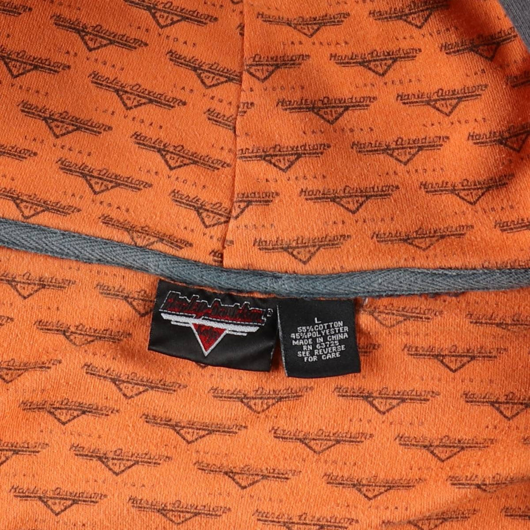 Harley-Davidson Cafe Eagle Pattern Fire Pattern Full-Zip Sweatshirt Hoodie (Men's Size L) cotton gray type Vintage Second Hand