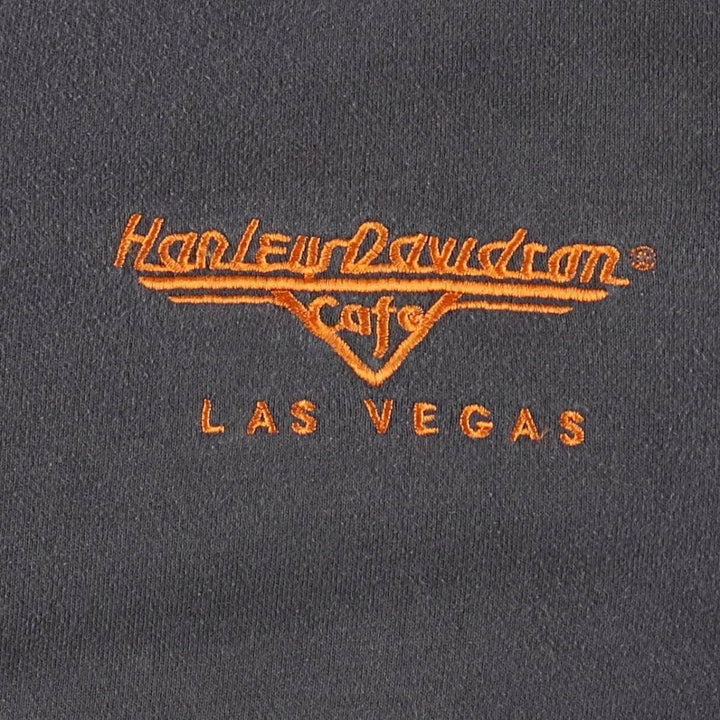 Harley-Davidson Cafe Eagle Pattern Fire Pattern Full-Zip Sweatshirt Hoodie (Men's Size L) cotton gray type Vintage Second Hand