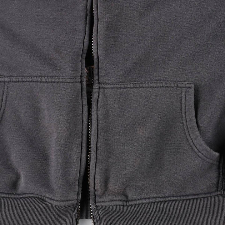 Harley-Davidson Cafe Eagle Pattern Fire Pattern Full-Zip Sweatshirt Hoodie (Men's Size L) cotton gray type Vintage Second Hand