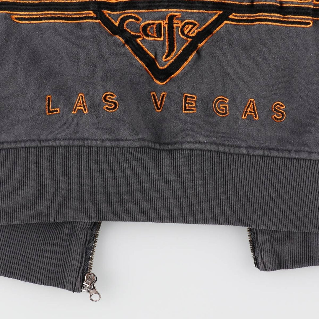Harley-Davidson Cafe Eagle Pattern Fire Pattern Full-Zip Sweatshirt Hoodie (Men's Size L) cotton gray type Vintage Second Hand