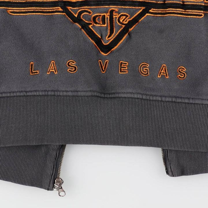 Harley-Davidson Cafe Eagle Pattern Fire Pattern Full-Zip Sweatshirt Hoodie (Men's Size L) cotton gray type Vintage Second Hand