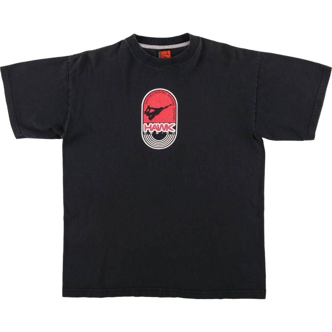 90s-00'S Tony Hawk print T-shirt, made in USA, men's size M equivalent, vintage. cotton black type Vintage Second Hand