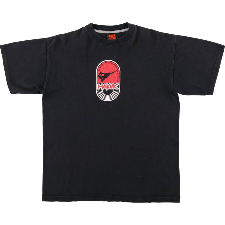 90s-00'S Tony Hawk print T-shirt, made in USA, men's size M equivalent, vintage. cotton black type Vintage Second Hand