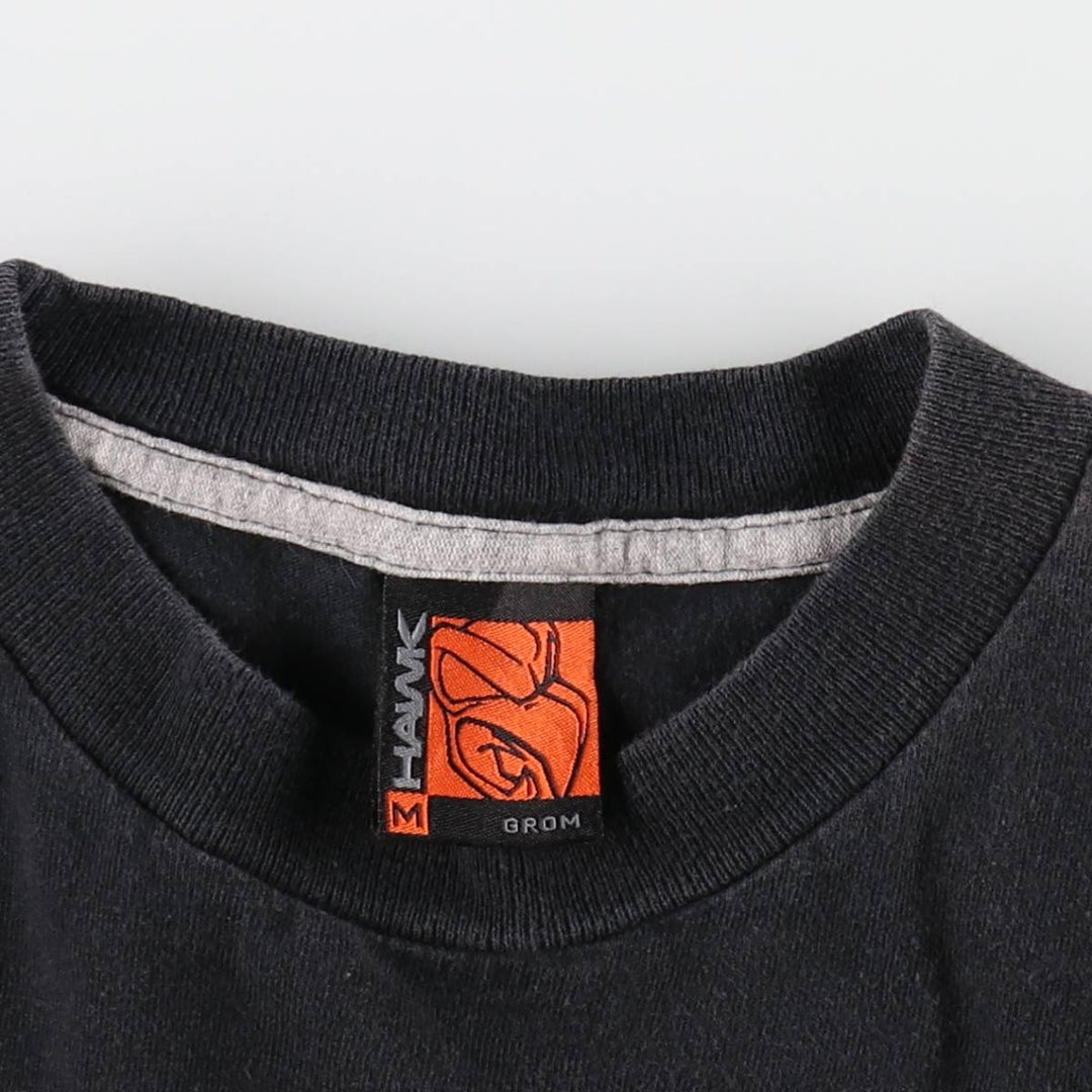 90s-00'S Tony Hawk print T-shirt, made in USA, men's size M equivalent, vintage. cotton black type Vintage Second Hand