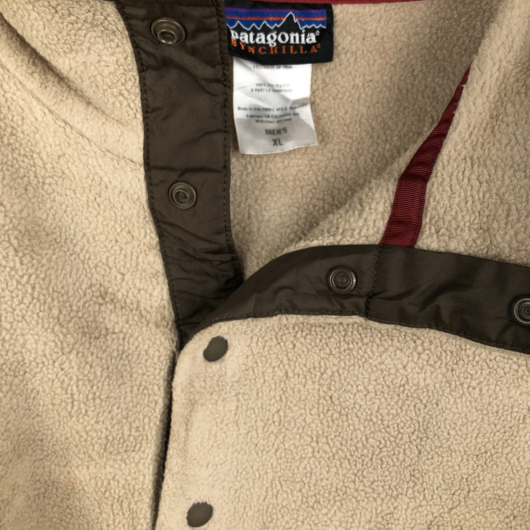 2000'S Patagonia Synchilla Snap-T 25450F0 Half-Snap Fleece Pullover, Men's XL polyester Beige type Vintage Second Hand