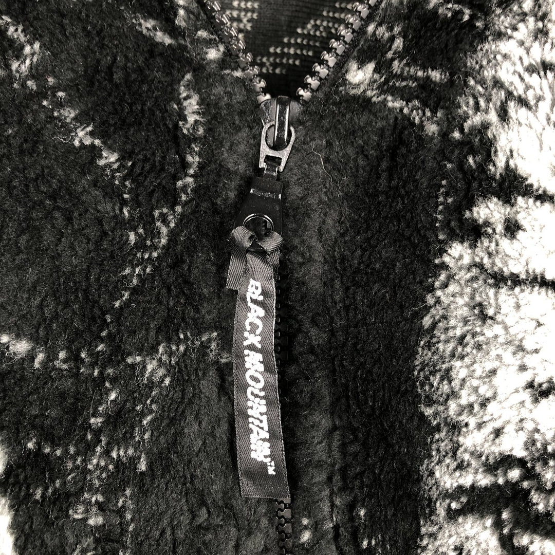 Vintage 90'S BLACK MOUNTAIN all-over wolf pattern fleece jacket, made in the USA, size M, men's acrylic black type Vintage Second Hand
