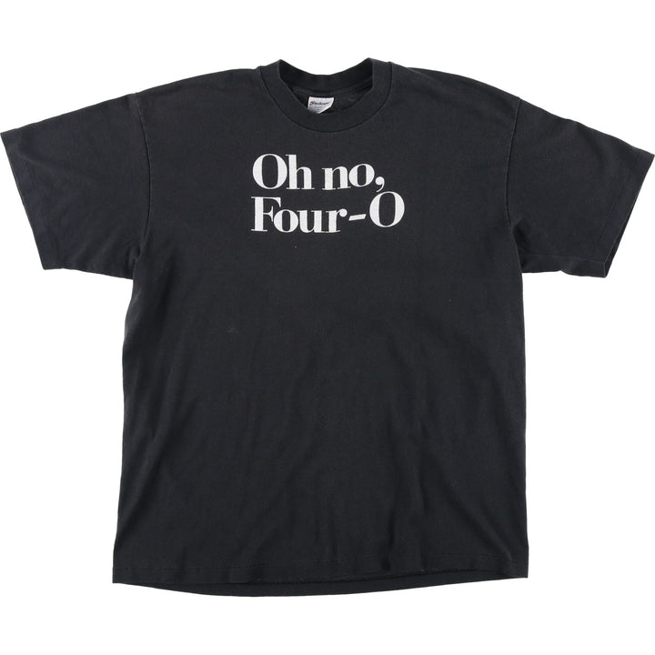 80s-90'S Stedman Message Print T-Shirt, Made in USA, Men's XL equivalent, Vintage polyester black type Vintage Second Hand