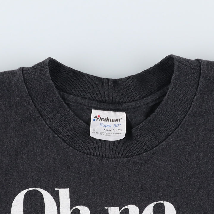 80s-90'S Stedman Message Print T-Shirt, Made in USA, Men's XL equivalent, Vintage polyester black type Vintage Second Hand