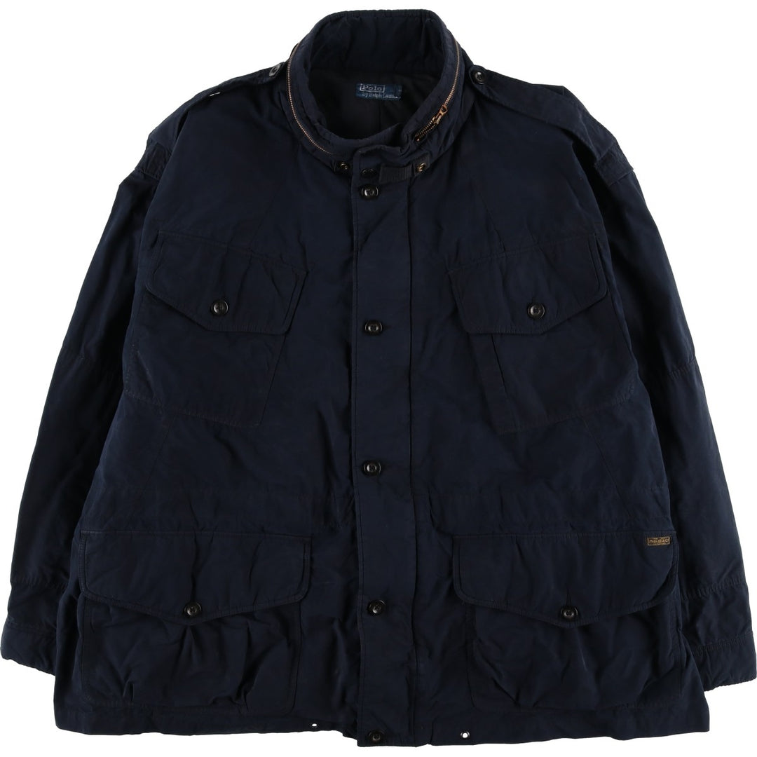 Big Size Ralph Lauren POLO by Ralph Lauren M-65 Type Military Field Jacket, Men's Size XXXXXL Equivalent cotton navy blue type Vintage Second Hand