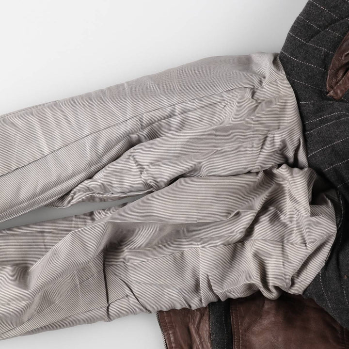 Quiksilver collared padded leather blouson, men's size L (approx.) Genuine Leather Lambskin brown type Vintage Second Hand