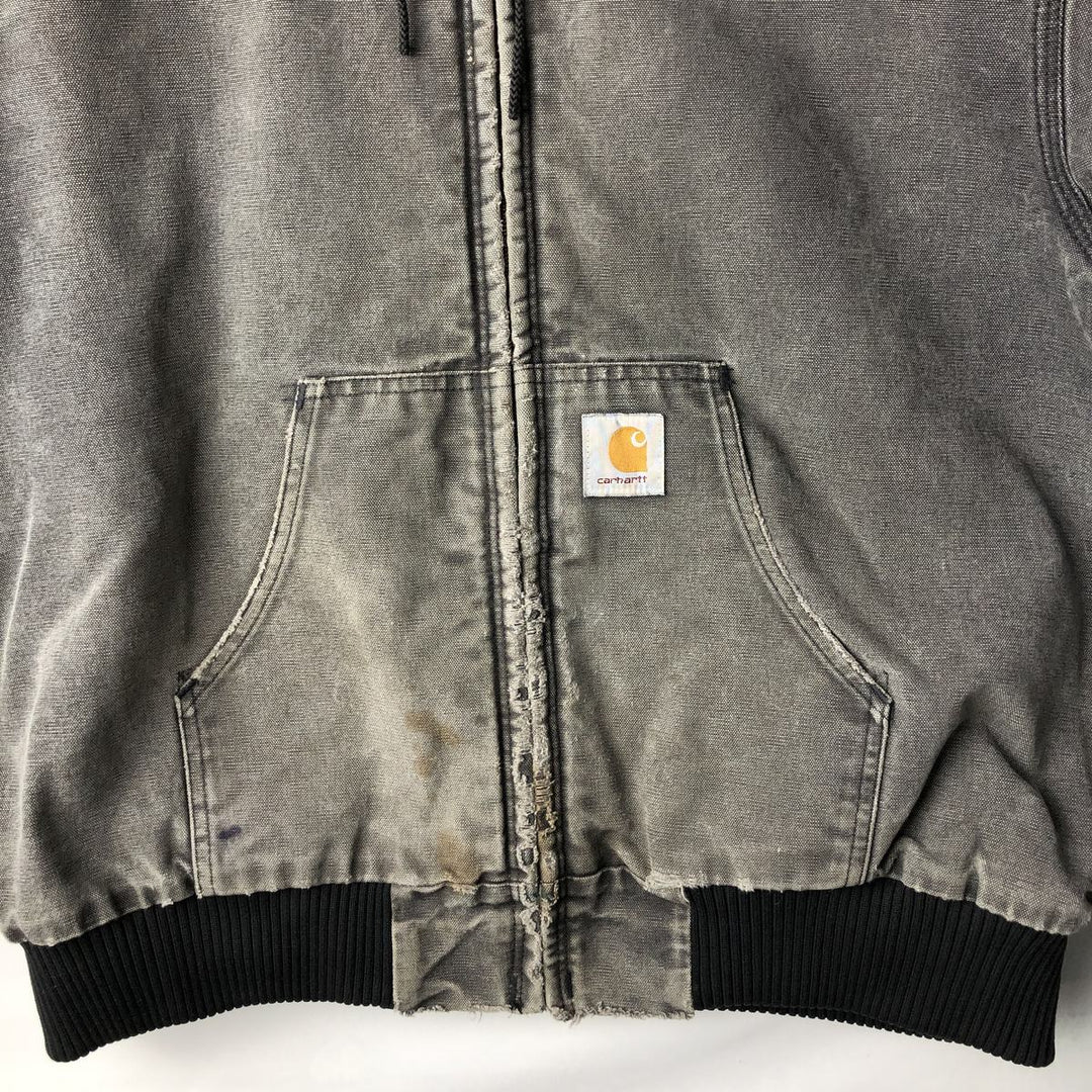 Carhartt Active Jacket Duck Full Zip Hoodie Men's L size unclear black type Vintage Second Hand