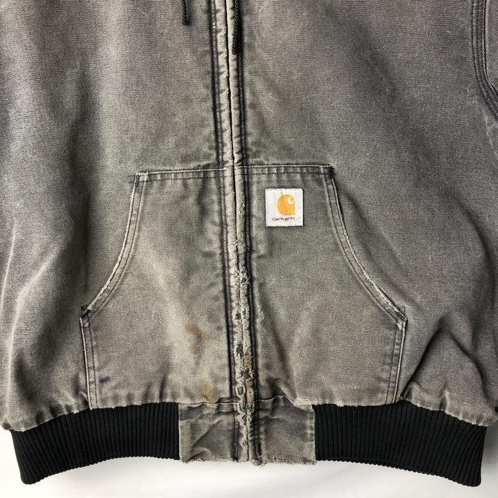 Carhartt Active Jacket Duck Full Zip Hoodie Men's L size unclear black type Vintage Second Hand