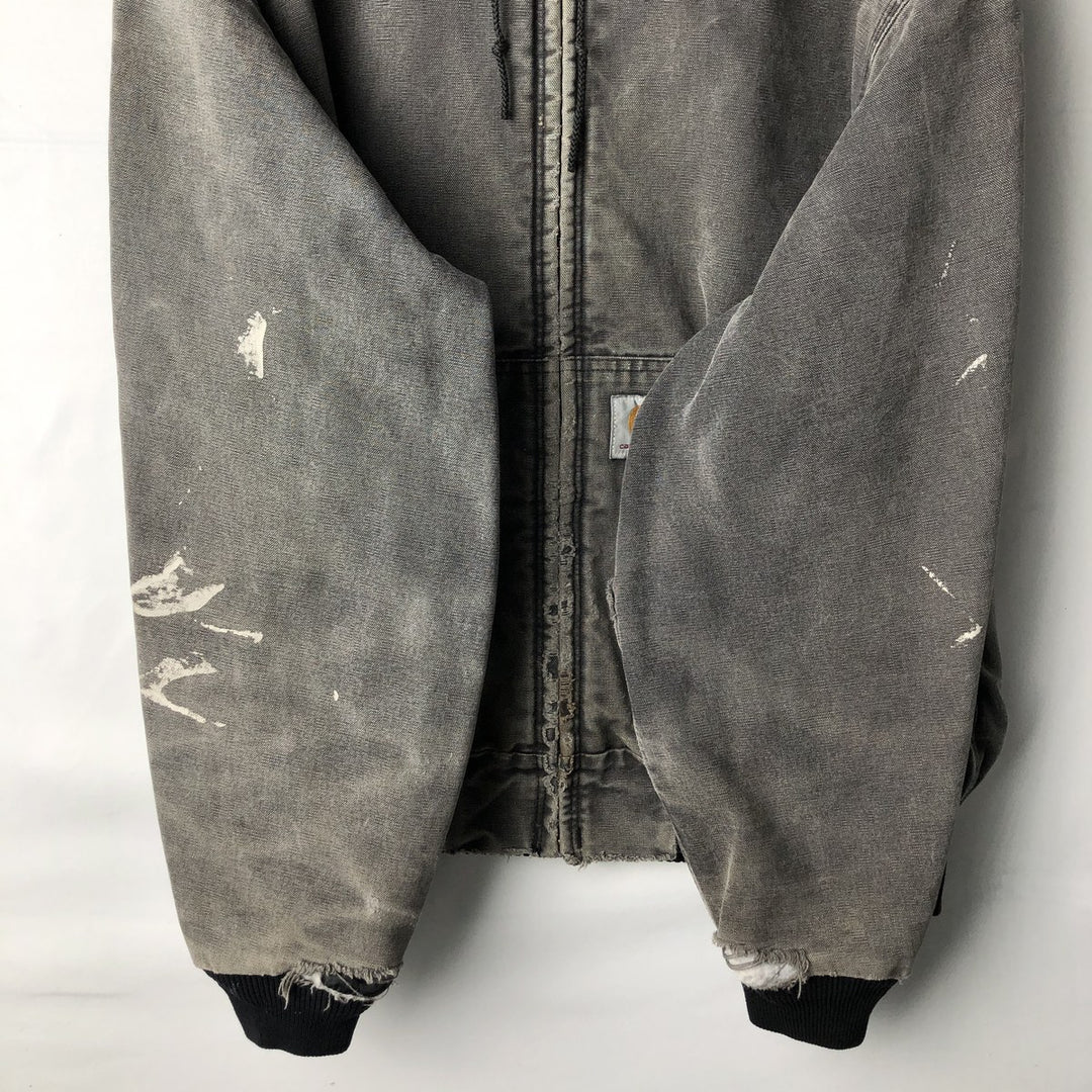 Carhartt Active Jacket Duck Full Zip Hoodie Men's L size unclear black type Vintage Second Hand