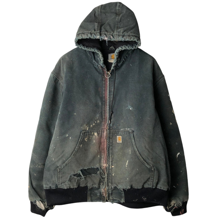 Carhartt Active Jacket Duck Full Zip Hoodie Men's XL polyester turquoise blue Vintage Second Hand