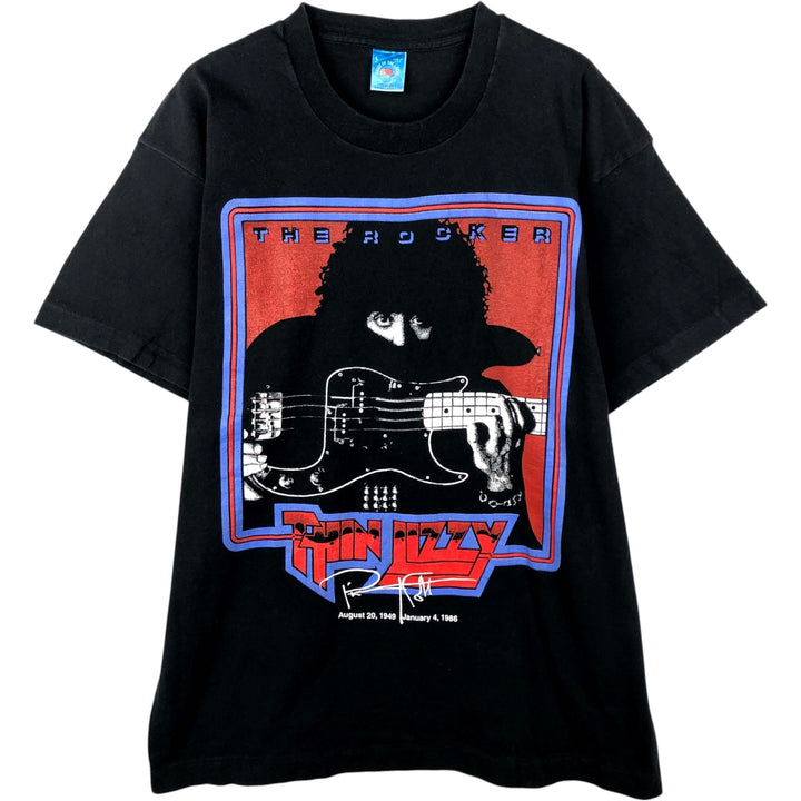 Fruit of the Loom Thin Lizzy Band T-Shirt, Made in USA, Men's Size L (approx.) cotton black type Vintage Second Hand