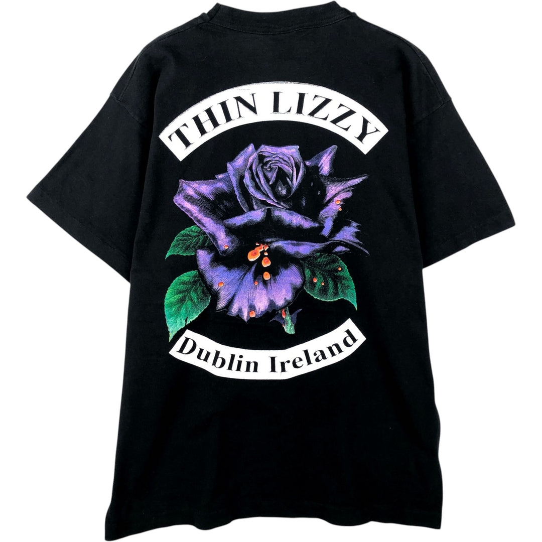 Fruit of the Loom Thin Lizzy Band T-Shirt, Made in USA, Men's Size L (approx.) cotton black type Vintage Second Hand