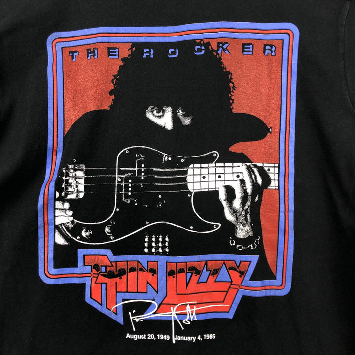 Fruit of the Loom Thin Lizzy Band T-Shirt, Made in USA, Men's Size L (approx.) cotton black type Vintage Second Hand
